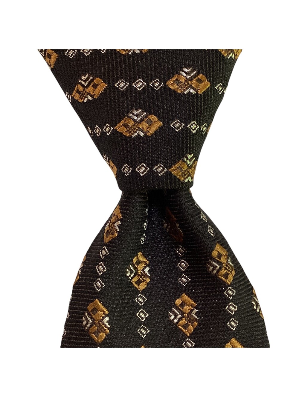 ETRO Men's Silk/Cotton Necktie Italy Designer Geometric Black/Brown/Gray EUC